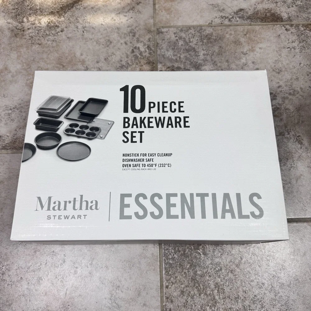 MARTHA STEWART ESSENTIALS 10-Pc. Bakeware Set New Non Stick Dishwasher‎ Safe